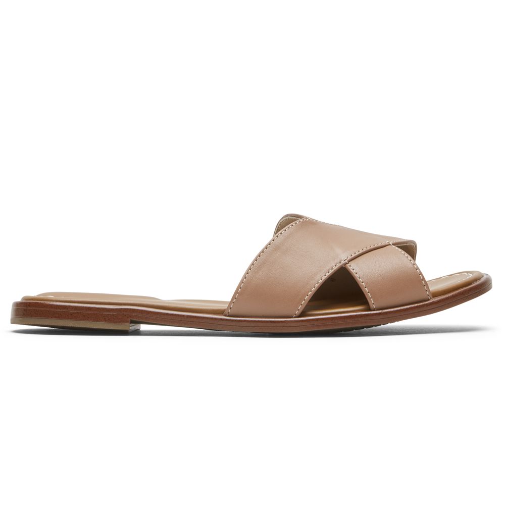 Rockport Total Motion Zadie - Womens Slides - Beige - NZ (EGL-278041)